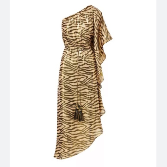 NWOT Figue Maisie Metallic One Shoulder Dress Sz S - Picture 1 of 9